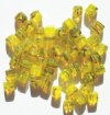 40 6x7mm Milky Yellow & Amethyst Marble Cube Beads
